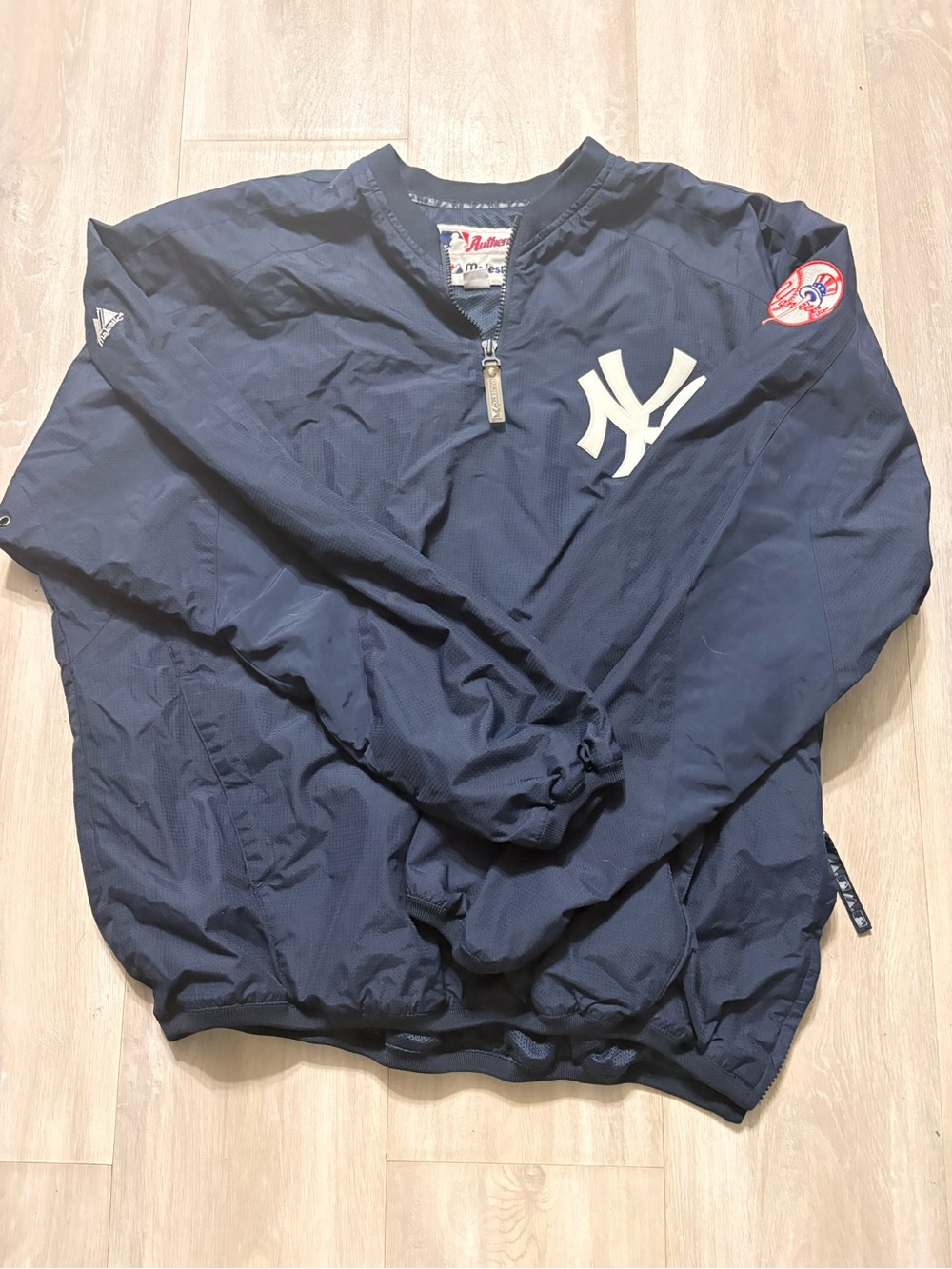 Majestic Navy New York Yankees Pullover Windbreaker with White NY Logo